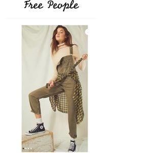 NWOT Free People size medium Ziggy overalls army